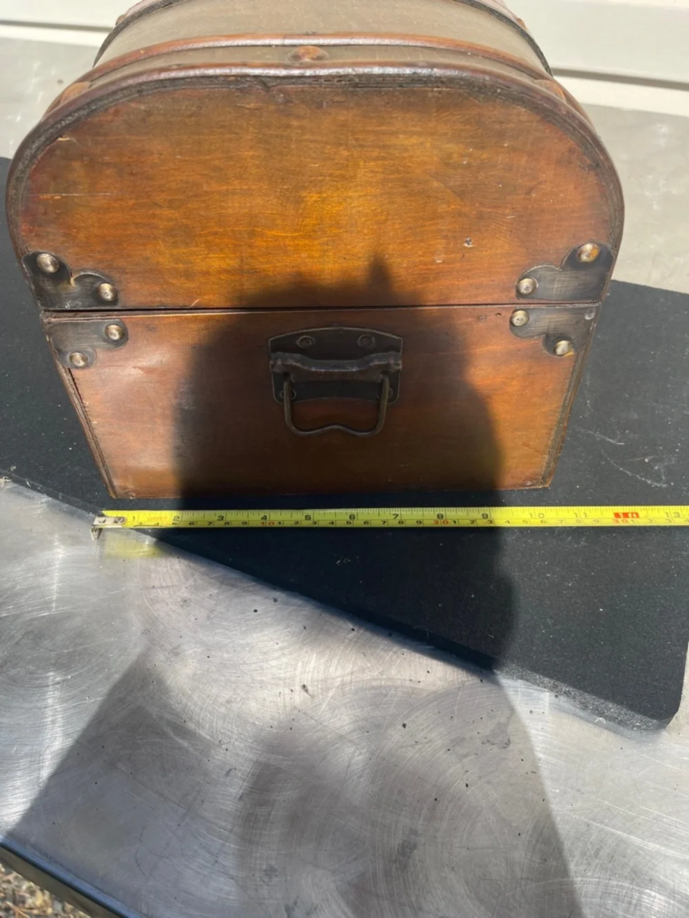 Rustic Wooden Treasure Trunk with Leather Straps - Brown - Picture 3 of 5